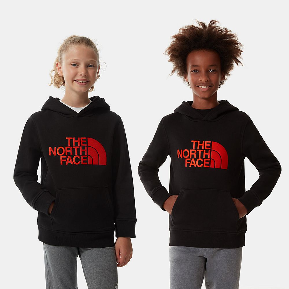 The North Face Hoodie Youth Australia - The North Face Drew Peak Black / Red Orange (WUM-864310)